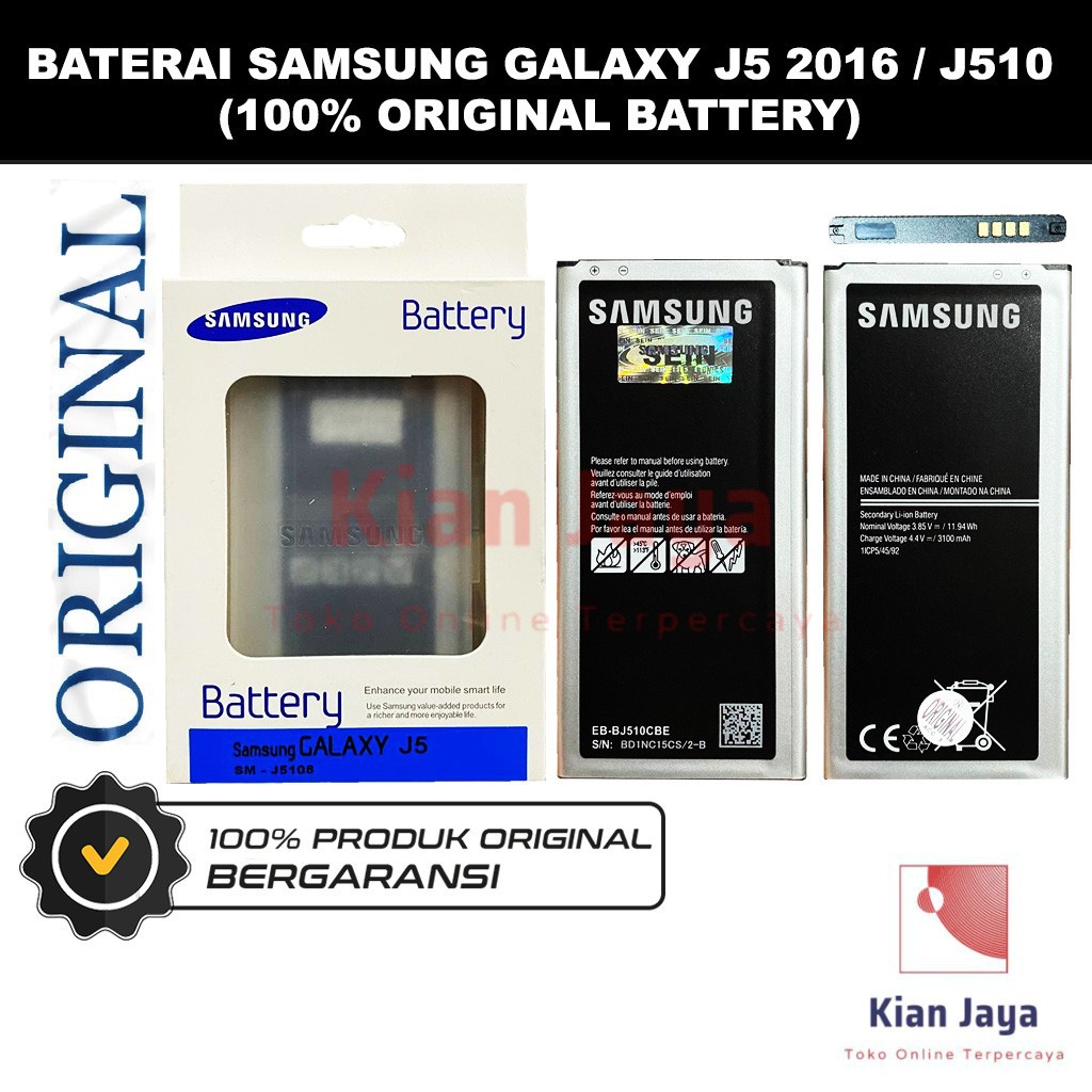 [Garansi 100% Ori] Baterai Galaxy J5 2016 / SM-J510F, SM-J510G, EB-BJ510CBE Batrai Batre Battery Hp J510 J510G J510F Original