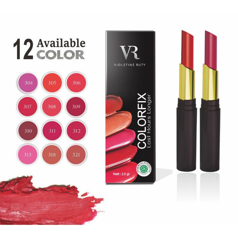 VR LIPSTICK COLORFIX / Lipstik / Perwarna Bibir / BPOM HALAL