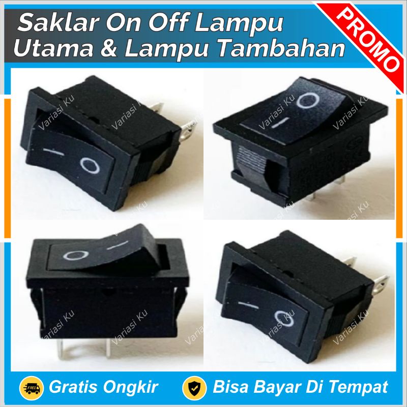 SAKLAR SWITCH ON OFF HITAM 2 PIN TANAM MINI KOTAK MOBIL MOTOR ALAT ELEKTRONIK LAMPU TEMBAK LAMPU KAB