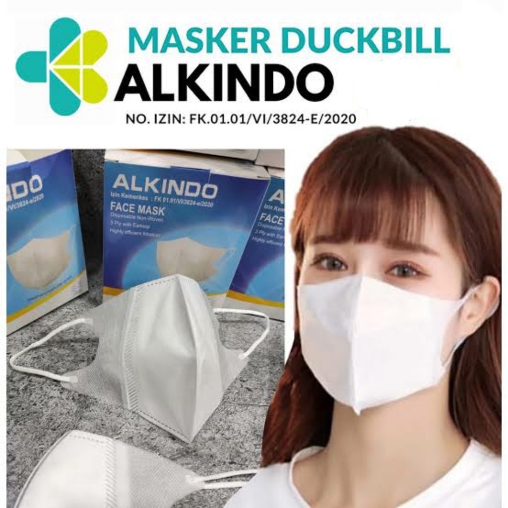 MASKER DUCKBILL EARLOOP 3PLY / 3 LAPIS DUCKBILL 3 PLY ISI 50 PCS WARNA HITAM/PUTIH