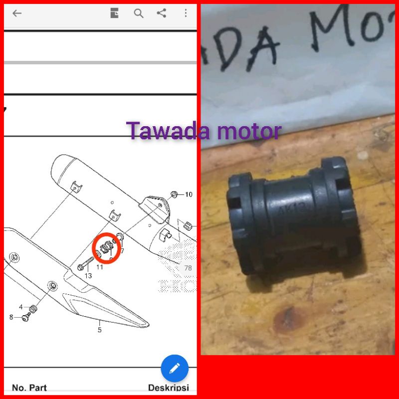 KARET PEGANGAN KNALPOT HONDA KHARISMA. SUPRA 125.BLADE.REVO.REVO ABSOLUT