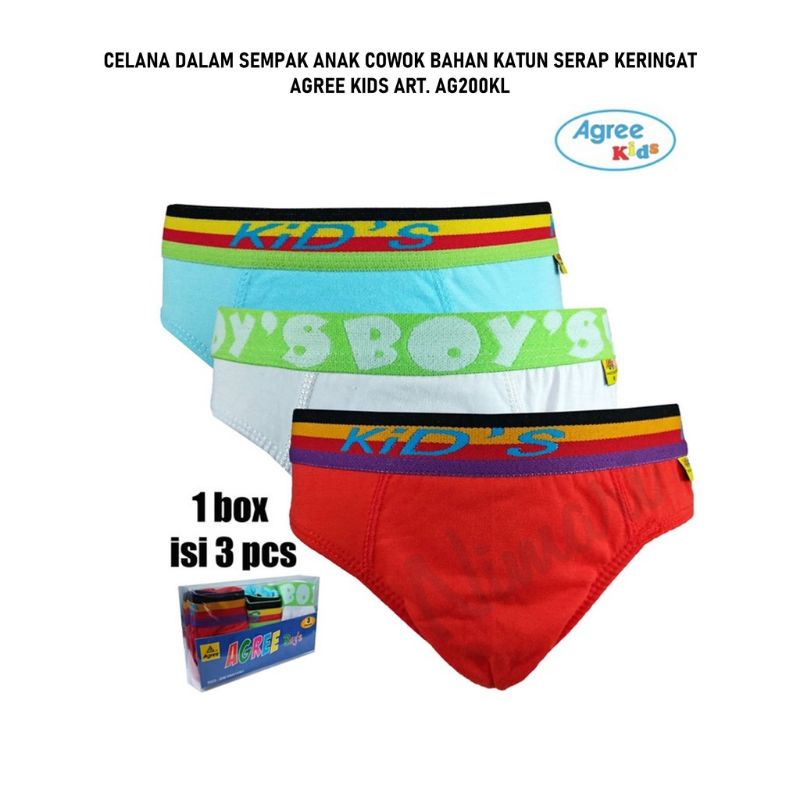 Agree AG200KL Celana Dalam Anak Laki-Laki 1 Box Isi 3 Pcs | Cd Anak Cowok