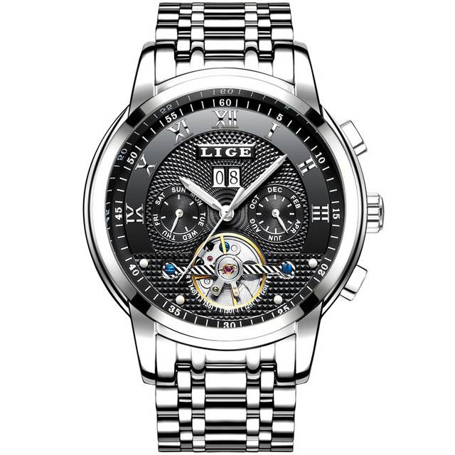 LIGE Jam Tangan Pria Automatic Mechanical Stainless Steel - 9841