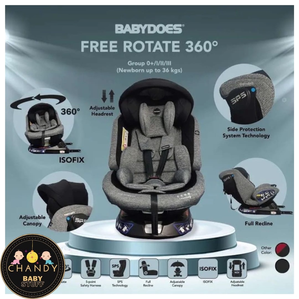 CAR SEAT BABY KURSI MOBIL ANAK BABYDOES FULL ROTATE 360 (CANOPY)