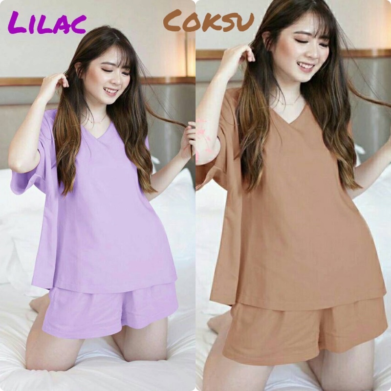 setelan jumbo wanita LD 120 / set jumbo vneck