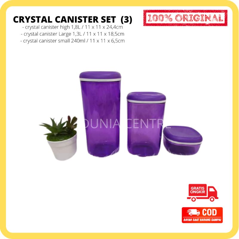 PROMO TUPPERWARE TOPLES CRYSTAL CANISTER UNGU SET (3) UNGU ORIGINAL
