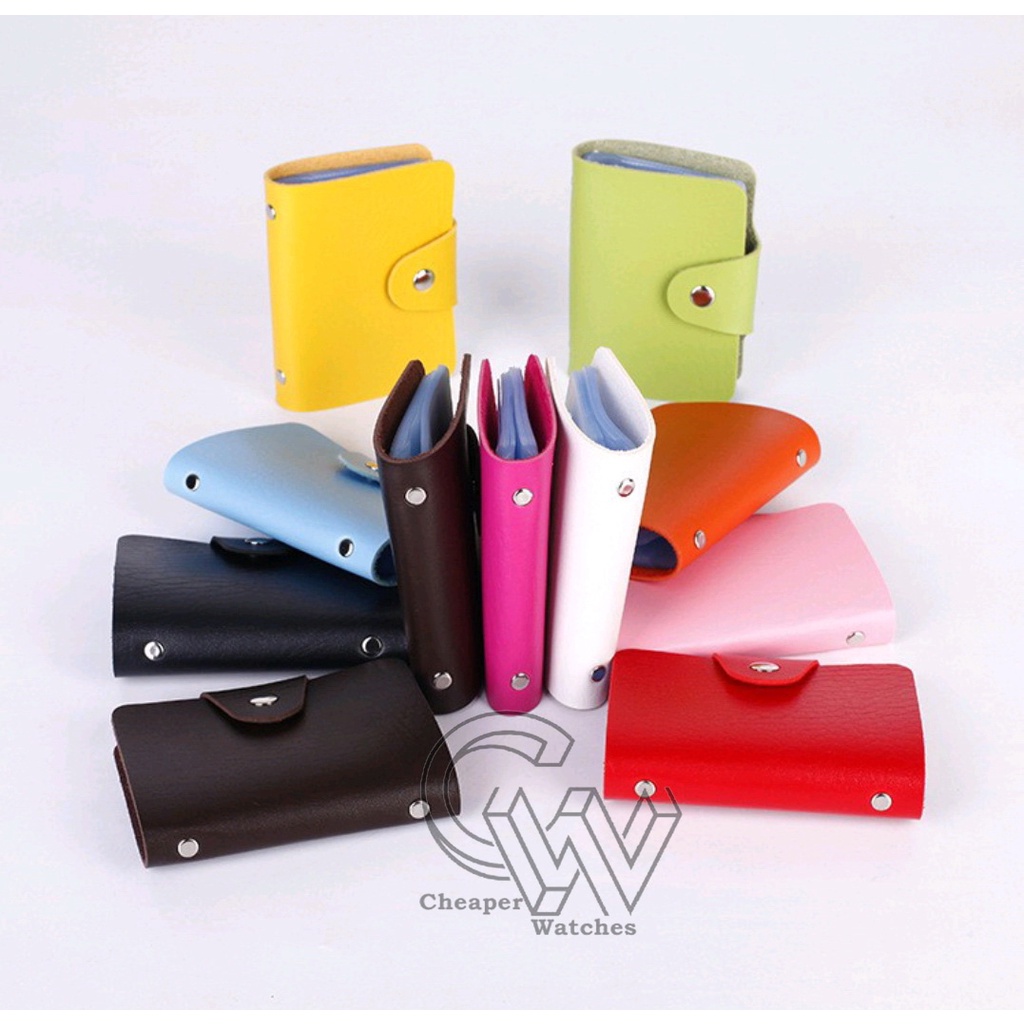 Cheaper-Dompet Kartu 24 Slot Card Holder Dompet Polos Bahan Kulit Sovenir