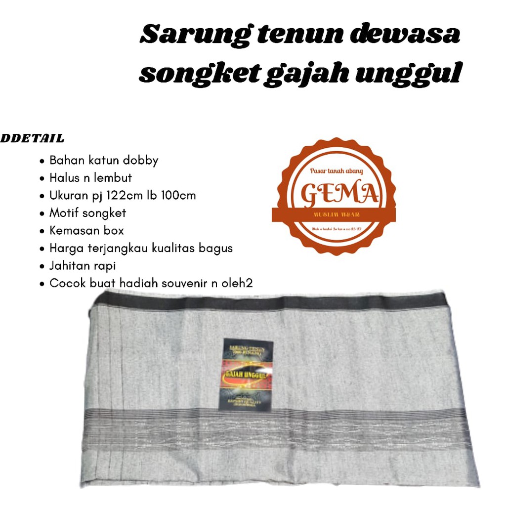 sarung tenun dewasa gajah ungul motif songket