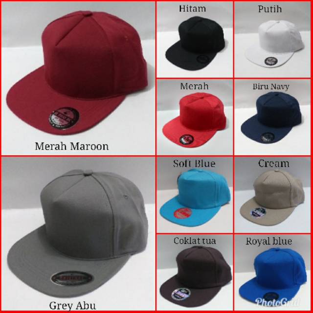 Topi Snapback Polos Dewasa Full Warna Bahan Rapel Distro Berkualitas - full warna