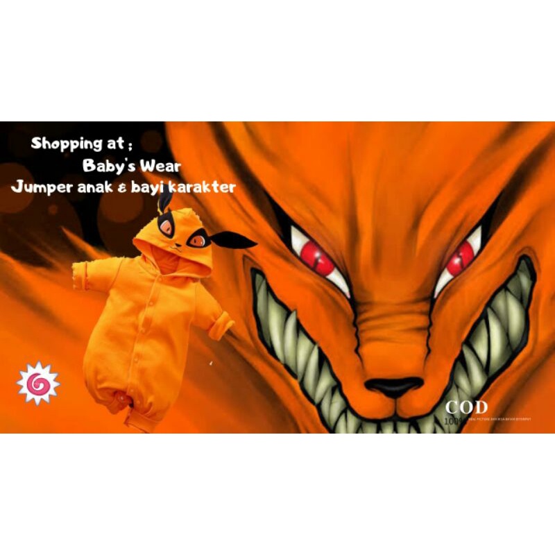 Jumper bayi motif Kurama Kyubi Naruto / Baju bayi / Jumper bayi laki laki karakter naruto
