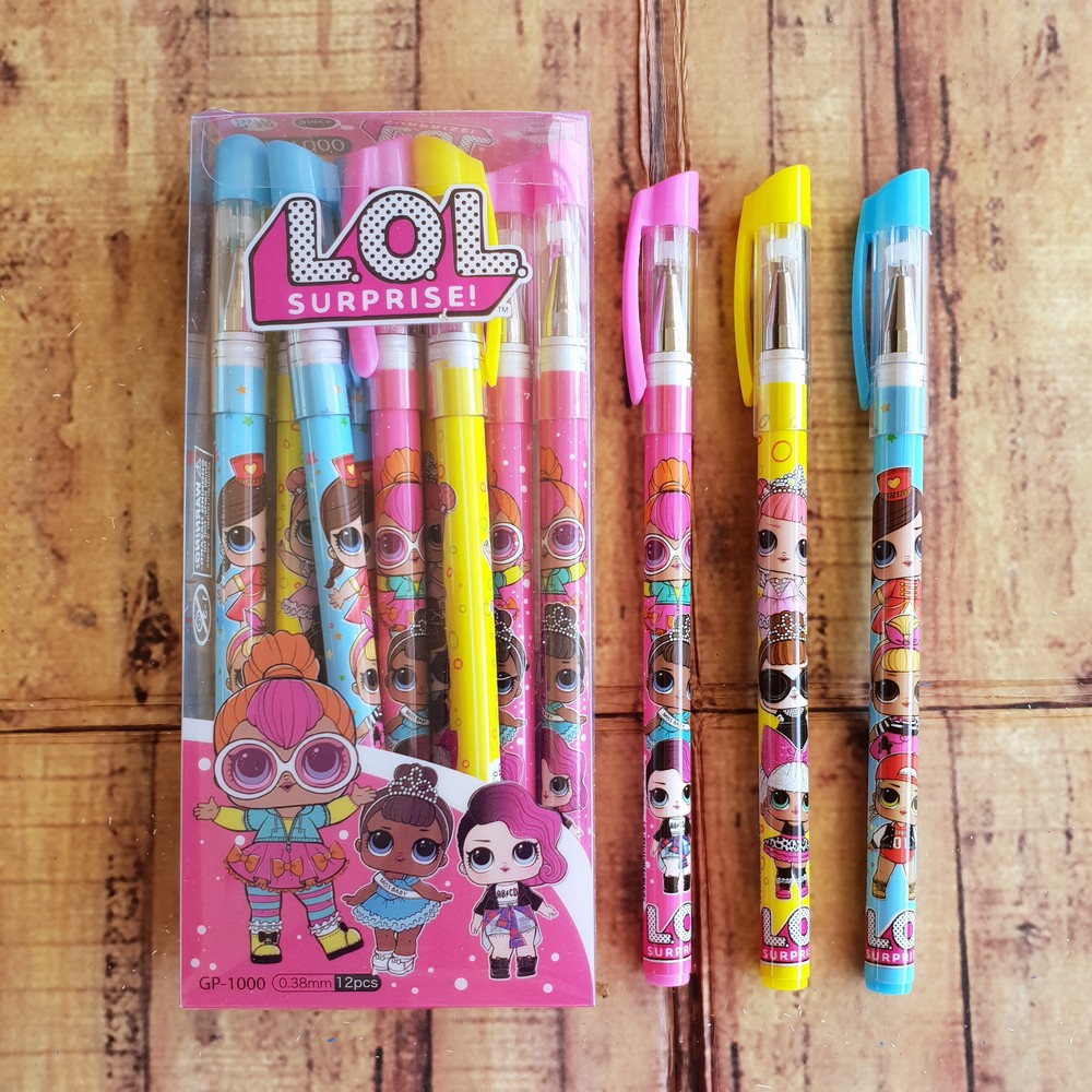 1 Lusin GelPen Lucu - Pen Unik - Pulpen - 12 Pcs Ballpoint L.O.L Surprise 0.38mm GP-1000