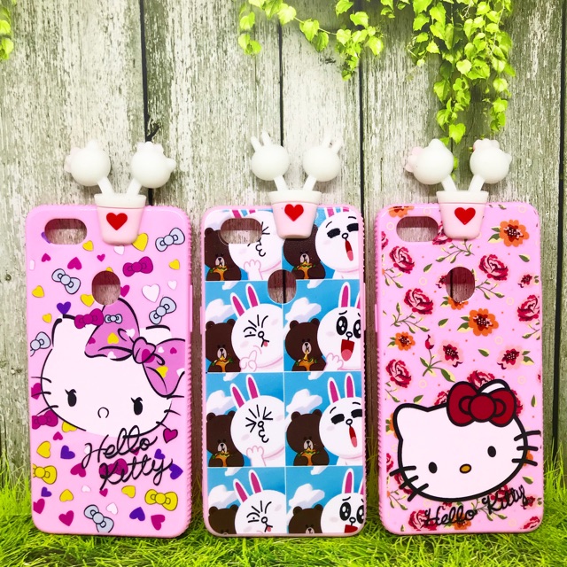 Softcase case boneka intip manjat OPPO A83 A71  double head hellokitty mickey doraemon stitch pooh