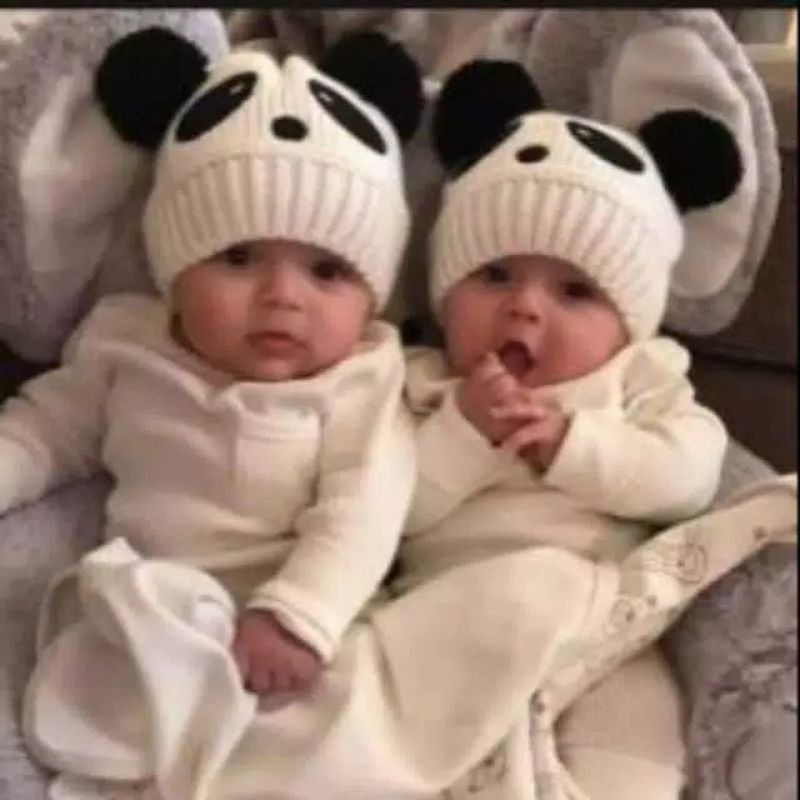 Topi Kupluk Rajut Anak Karakter Panda