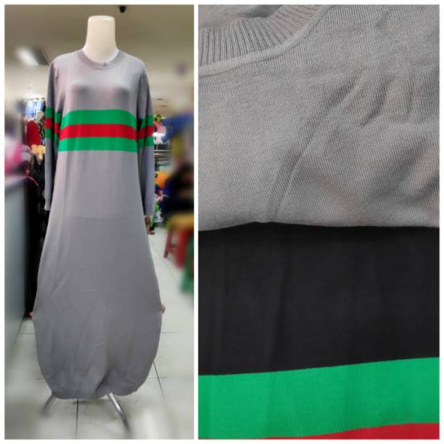 Gamis rajut wanita kombinasi 3 warna import