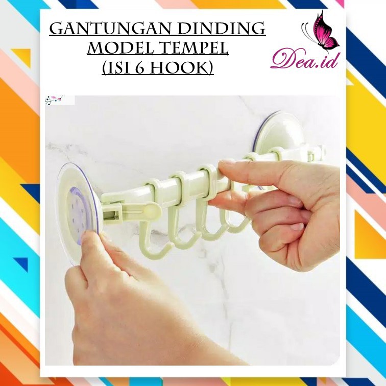 [DEASTORE] GANTUNGAN DINDING TEMPEL 6 HOOK / GANTUNGAN MULTIFUNGSI / RAK GANTUNG KAMAR MANDI