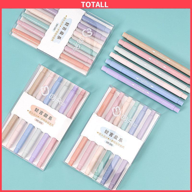 COD 6PCS Spidol Highlighter Dua Sisi Ujung Lembut-Totall