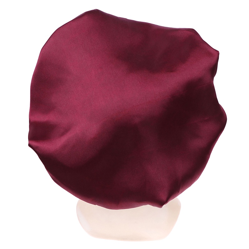 Topi Bonnet Bahan Satin Warna Solid Ukuran 58cm Untuk Wanita