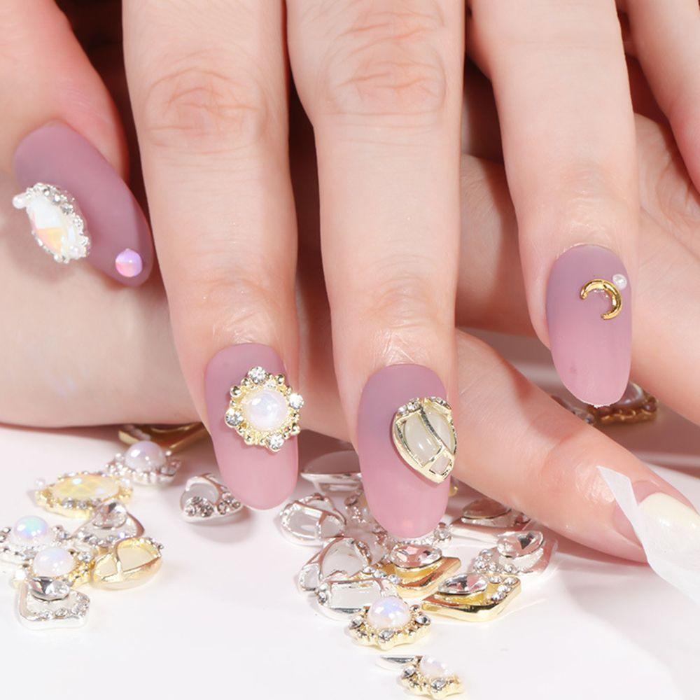 Mxbeauty Kuku Berlian Imitasi Perhiasan Emas Opal Indah DIY Nail Art Dekorasi