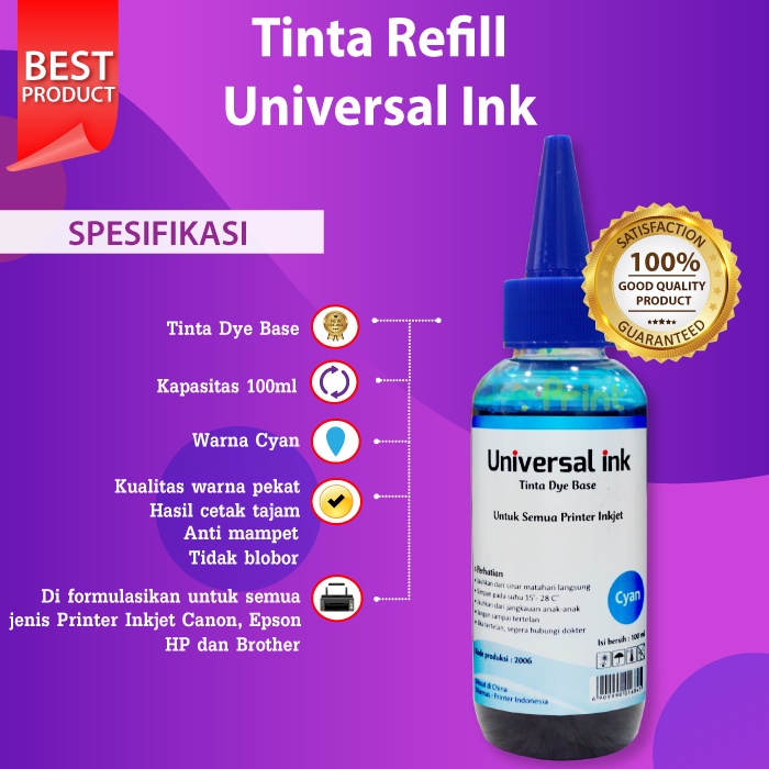 Tinta Universal For Printer Refill isi Ulang Print cartridge 680 682 678 803 802 803 60 703 704 PG810 CL811 PG745 CL746 Pg740 Cl741 PG88 CL98 003 664 bt5000 bt6000 003 664 Original ASLI Printer INK