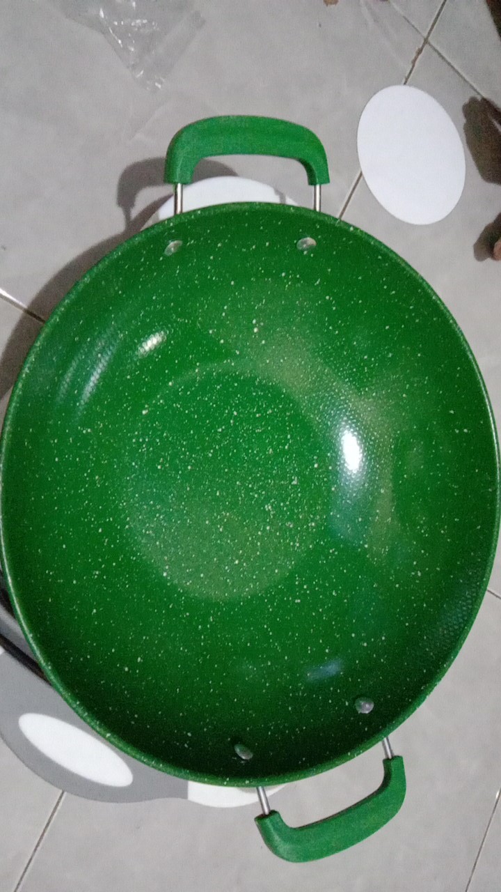 Wajan Penggorengan Enamel Kuping Anti Gores Anti Lengket  34cm