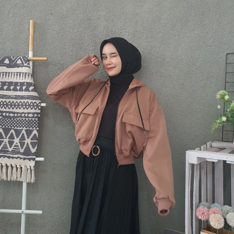 Zaira Crop Hoodie Wanita M L XL-7