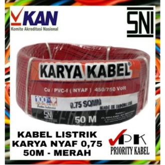 Kabel Listrik Serabut KARYA NYAF 0,75mm 0.75mm 50 meter (50m)