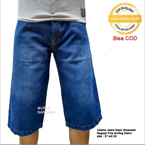 Promo Masker &amp; Celana Jeans Straight Pria - Pendek Standar Hitam &amp; Blue Wash