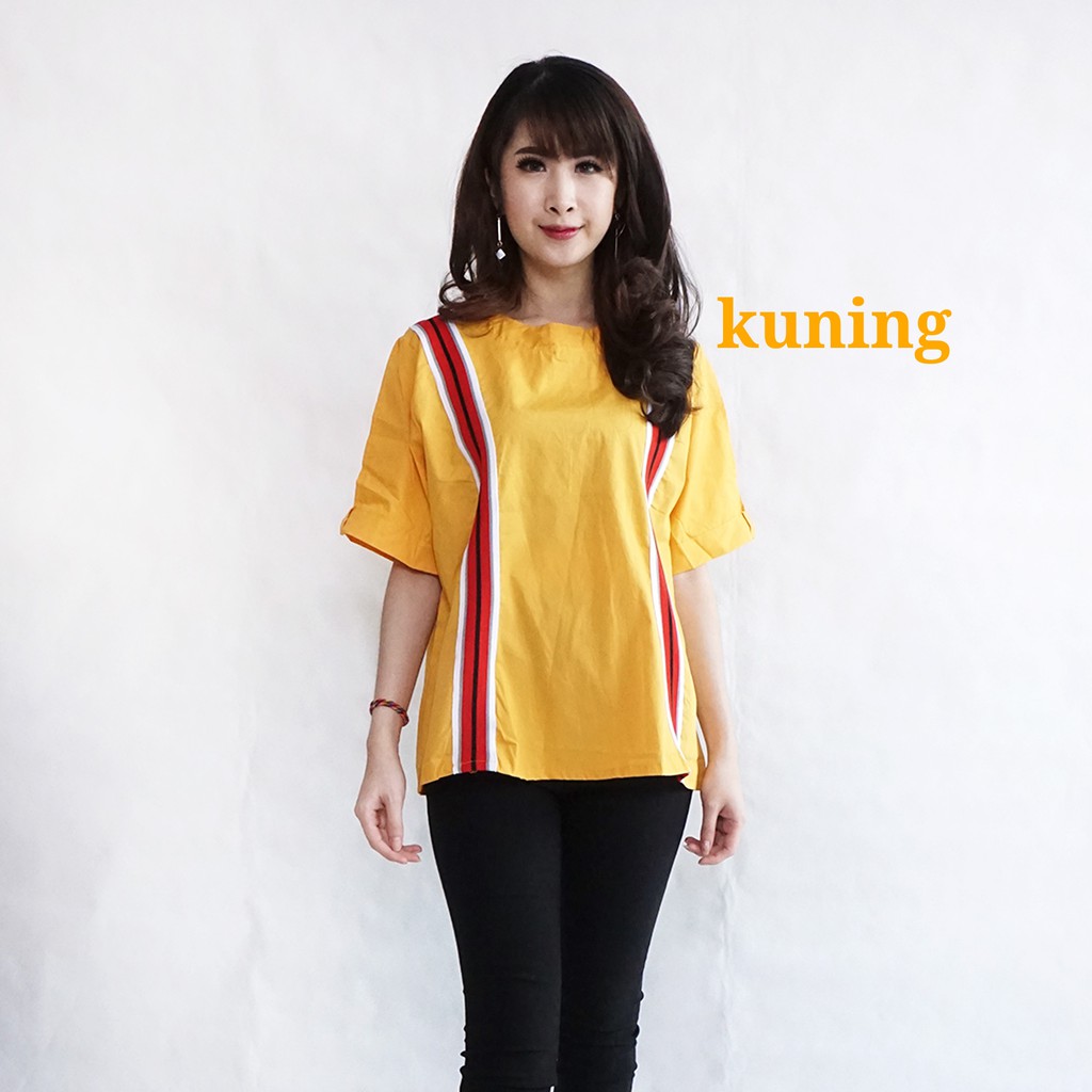  Baju  Kekinian Blouse Atasan  Wanita  Double Rib Import Katun  