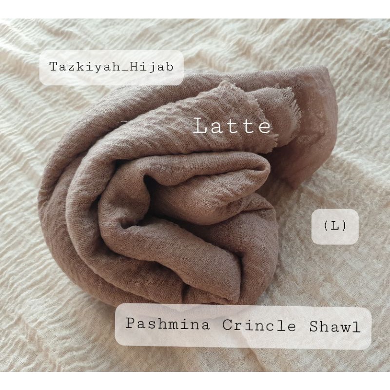 Pashmina Crinkle Shawl-Latte**(L)