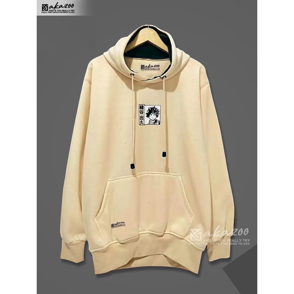 SWITER JPN sweater cowok distro AKAZOO warna cream LOGO JPN GAMBAR PUTIH sablon hitam hoodie pria