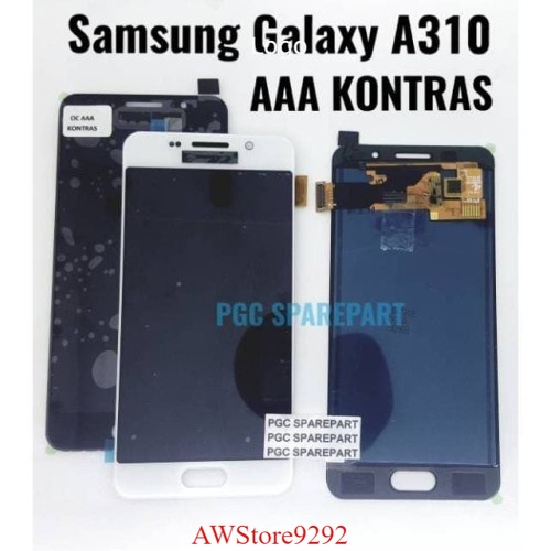 Layar Sentuh Screen LCD TS Touchscreen Fullset Samsung A3 2016 A310 AAA CONTRAS BLACK WHITE