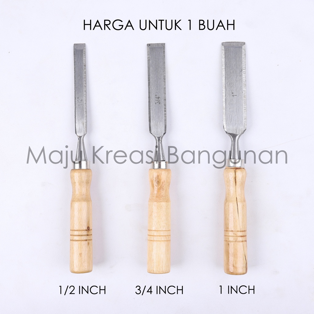 Alat Pahat Kayu 1/2 3/4 1 Inch Ukir Wood Carving Tatah Cungkil Firmer Chisel Inci In Pemahat Memahat Kikir