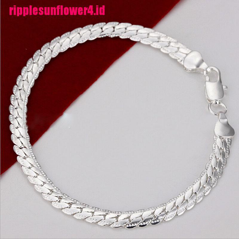 Gelang Rantai Ular Lebar 5mm Lapis Silver Untuk Wanita