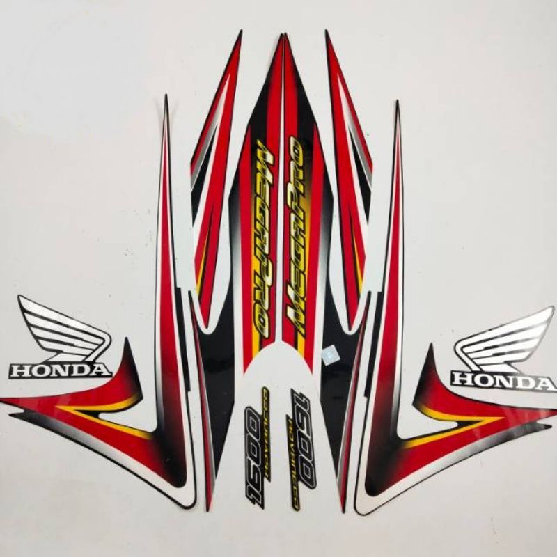 striping lis stiker standar ori Megapro Primus 2006 hitam merah stiker ori Megapro 2006 merah stripi