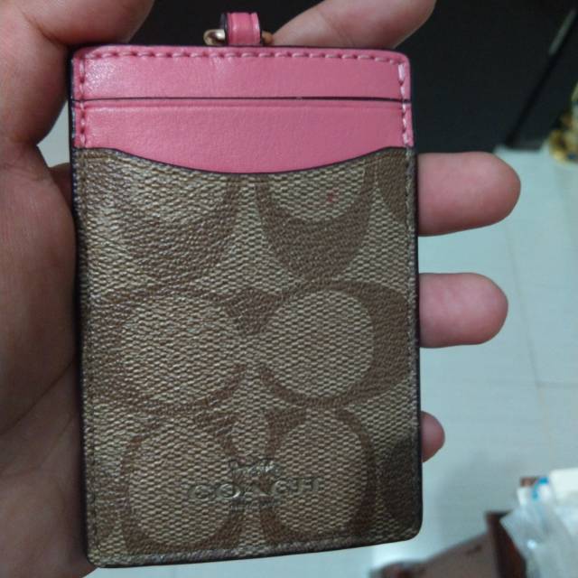 Preloved coach lanyard pink