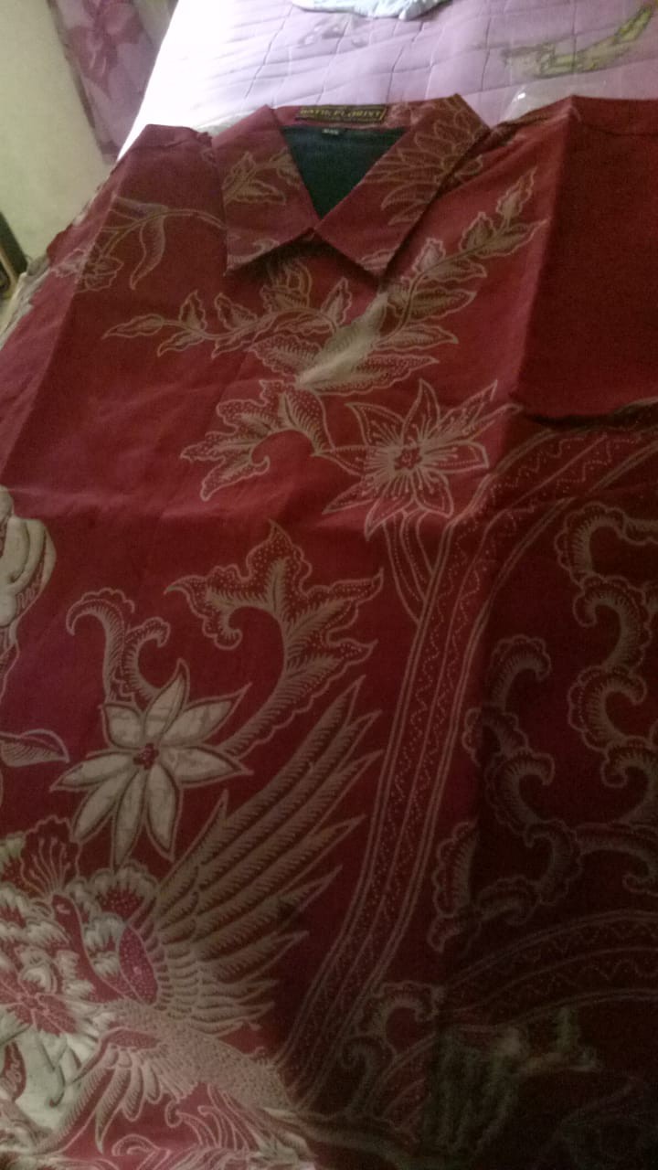 Peksi Seling Merah Kemeja Batik Pria Full Furing Bahan Katun Primisima