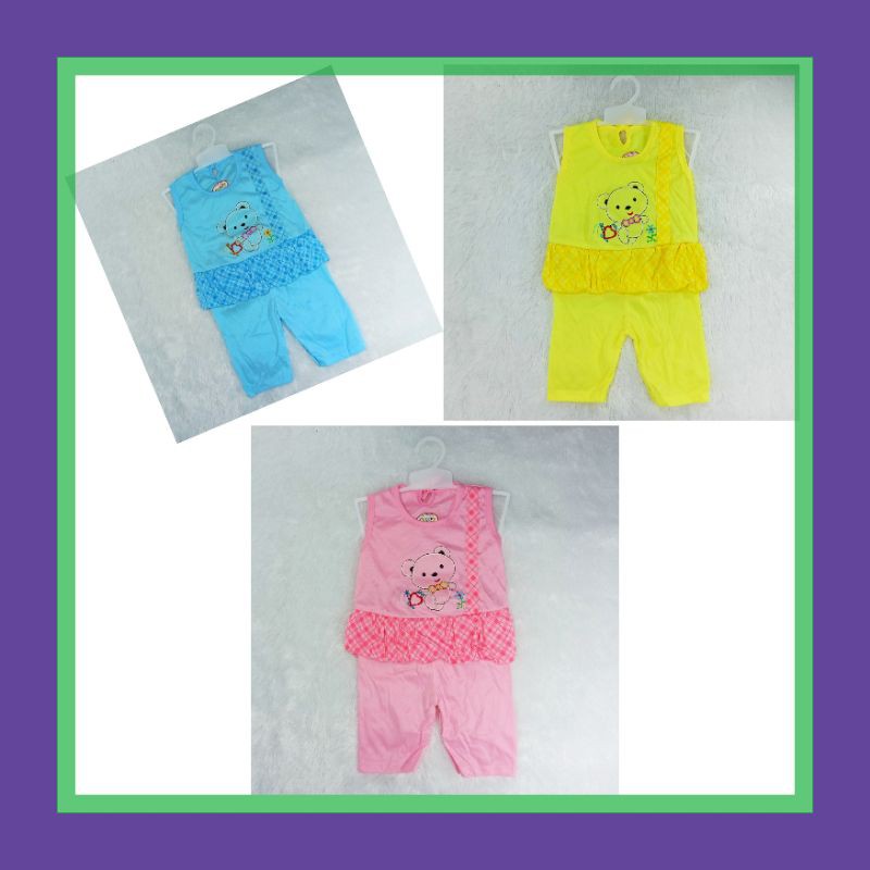 [Ss-7002] Setelan bayi perempuan 3-12bln / Pakaian anak perempuan bahan kaos / Baju Anak Cewek Lucu