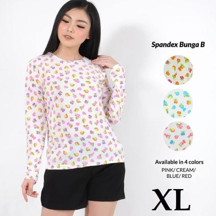 YUK BELI PAKAIAN FASHION WANITA BFS BUNGA-B SPANDEX BLOUSE WANITA FASHION FREE ONGKIR..