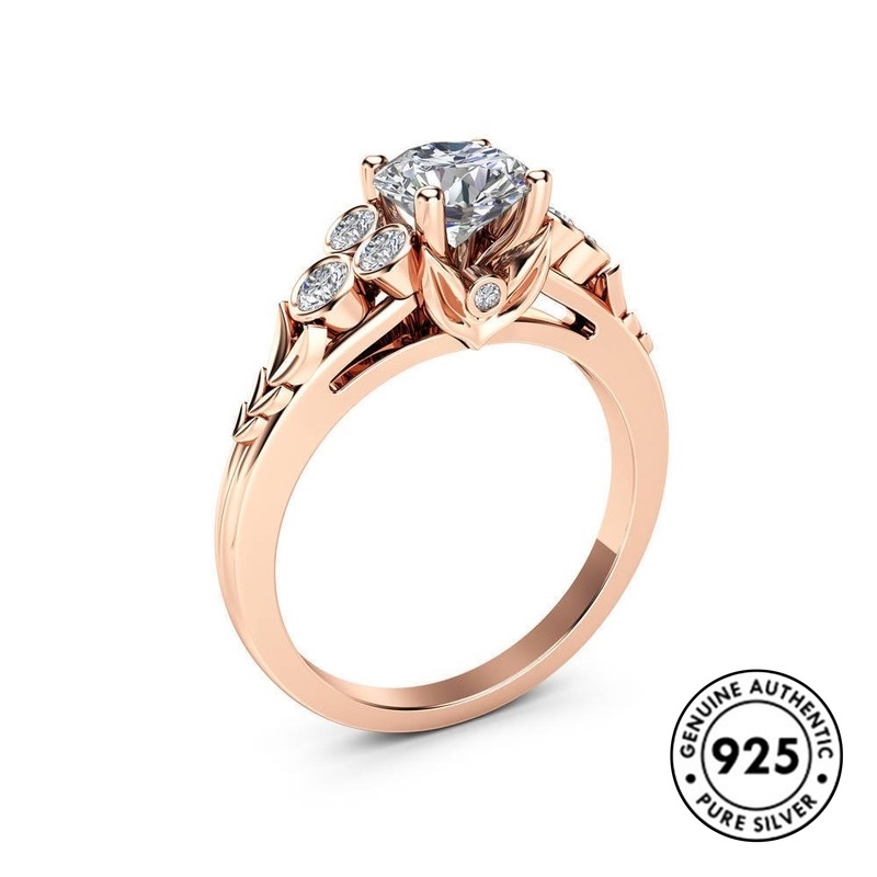 Cincin Sterling Silver 925 Model Bunga Mawar Hollow Untuk Wanita