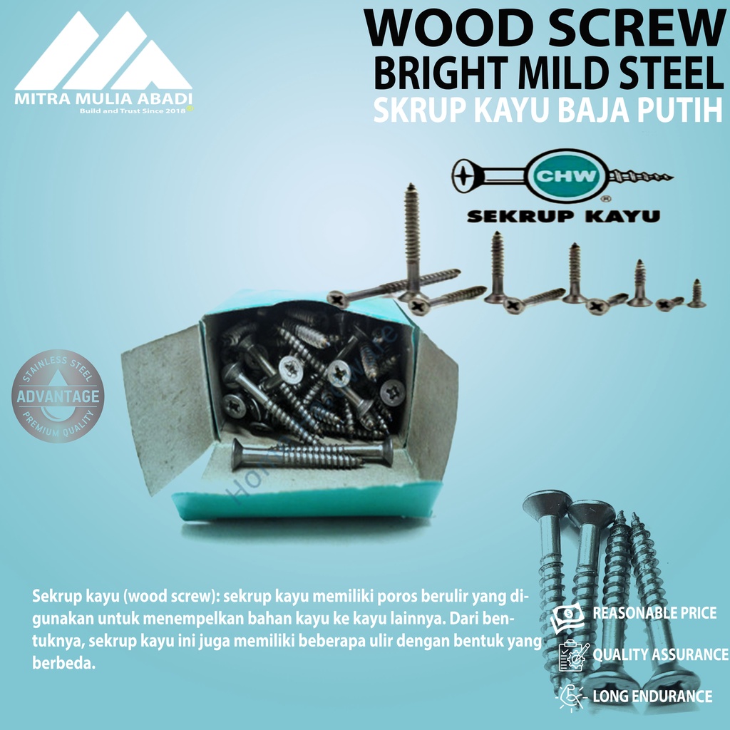 Sekrup Kayu CHW 3/4 inch x 6 / Skrup Wood Screw (A163)