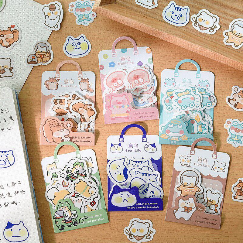 40pcs Sticker Lucu / Lot Stiker Kertas Gambar Kucing Kawaii Untuk Diary