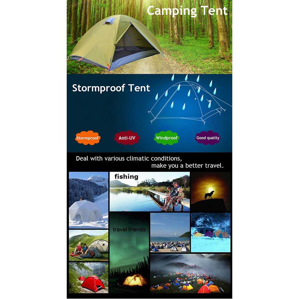 Tenda Camping Outdoor Kapasitas 2-3 Orang Double Layer Frame Fiber