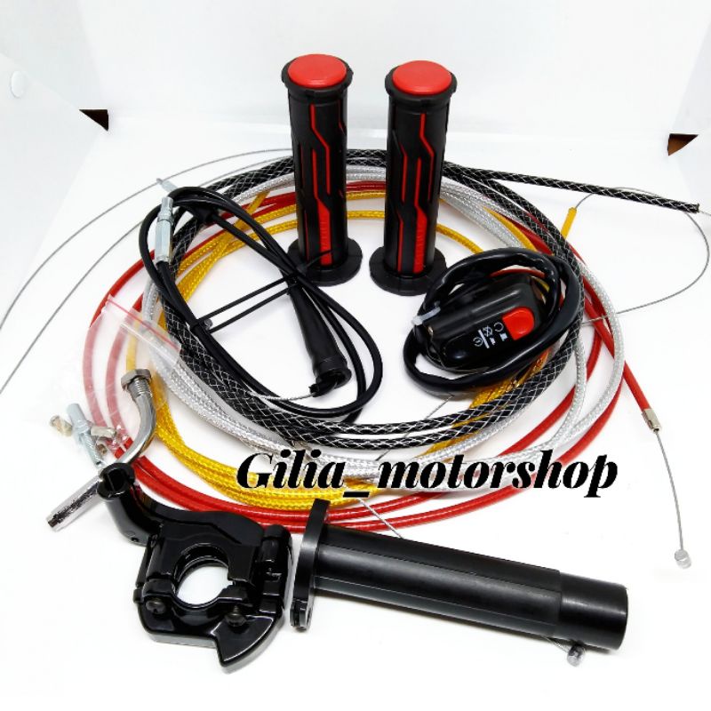 Gas spontan yz 125 Yamaha +2 Kabel Gas Serat Bonus Saklar dan Handgrip Merah