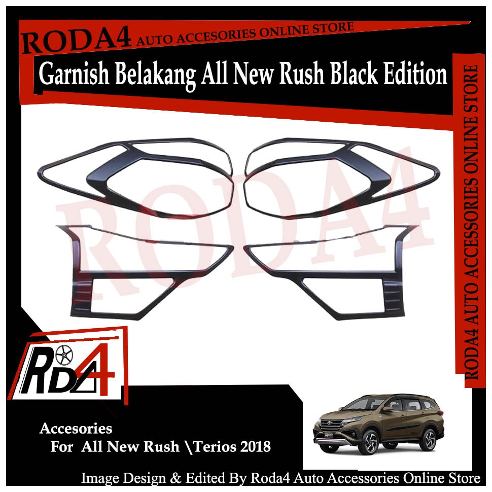 List Garnish Lampu Belakang All New Rush Terios 2018 Hitam Black EDTN