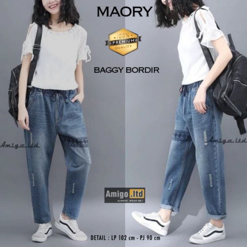 CELANA PANJANG WANITA BAGGY JEANS JUMBO KOREAN STYLE OOTD FASHION VIRAL KEKINIAN