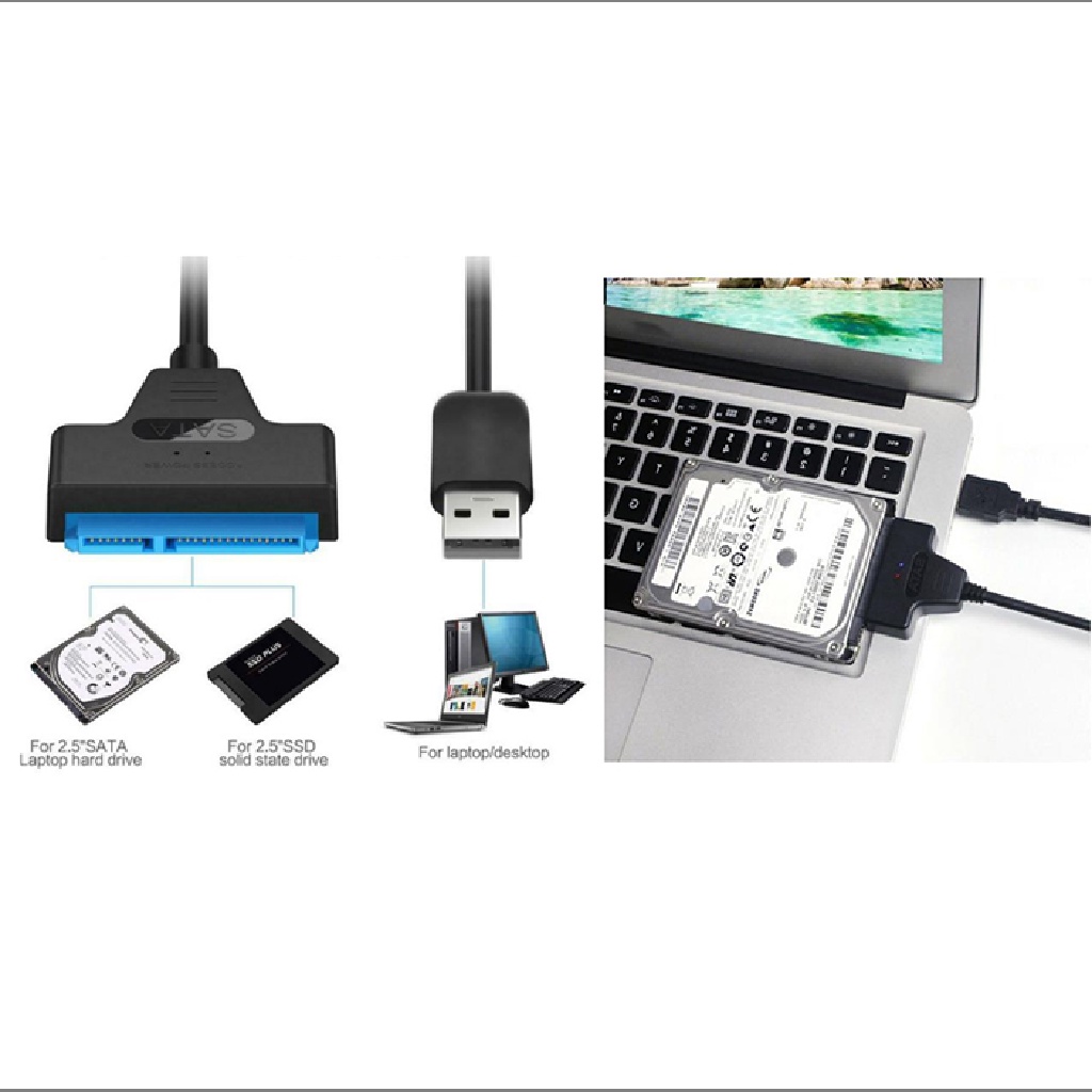 Kabel Adapter Konverter Hard Disk Drive SSD Laptop justenjoyingg.id / USB 2.0 Ke SATA 22 Pin