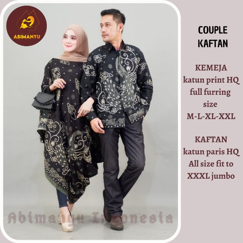 BATIK COUPLE SARIMBIT KEMEJA BATIK COUPLE MERAK HITAM TUNIK KAFTAN DRESS BATIK KONDANGAN