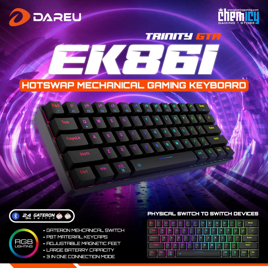 Dareu EK861 Trinity GTR Hotswap Wireless Mechanical Gaming Keyboard