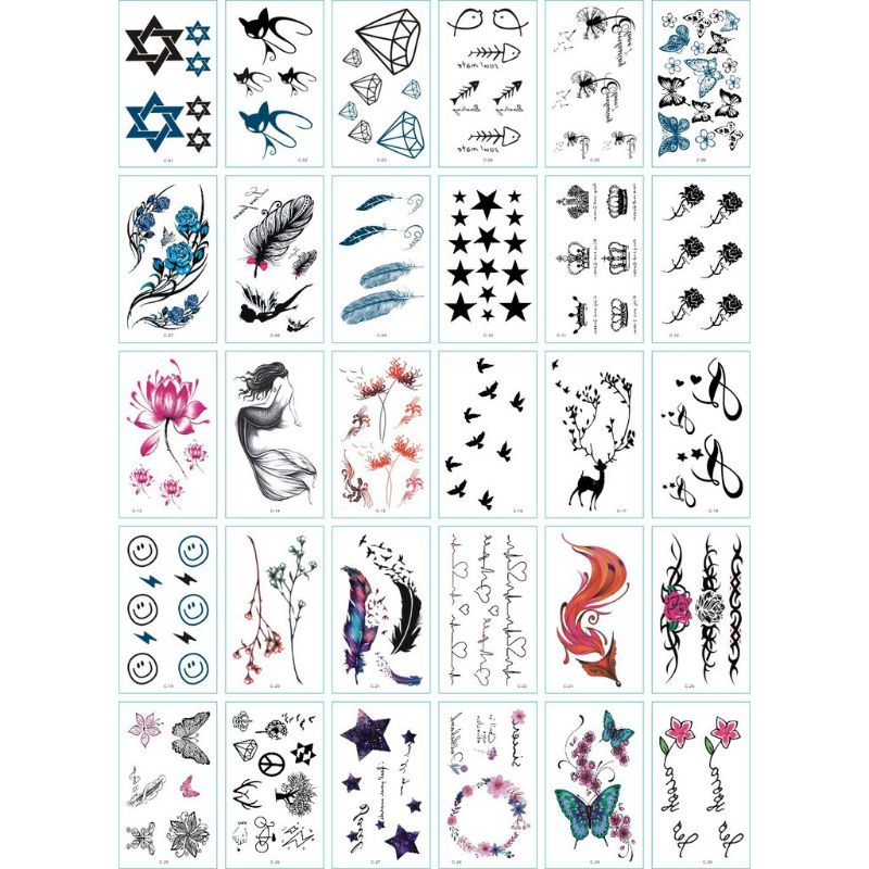 RANDOM 1pc Tato temporary tato sementara tatto badan sticker badan tatto air sticker air tattoo