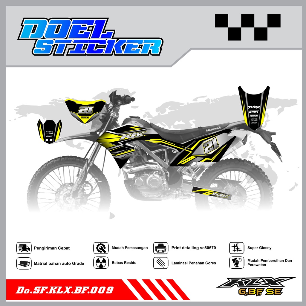 Sticker Striping Honda KLX 150 G , BF , SE Lama List Variasi Hologram , Crome Doel 009